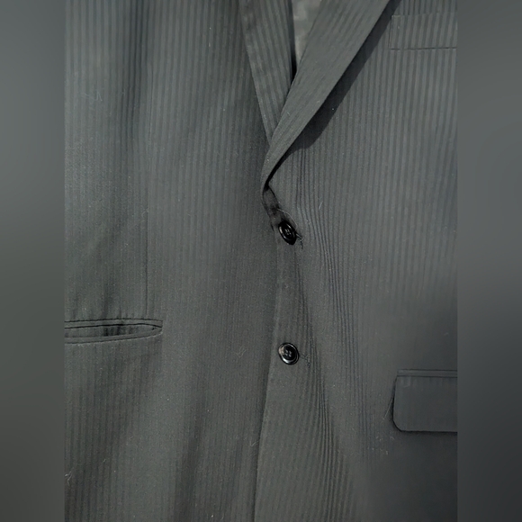 Lanfranco Classic Black Men's Pinstripe Suit Jacket Formal Refined Sleek - Picture 3 of 15